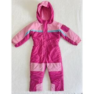 VTG 80s 90s LL Bean Size Toddler 4T One Piece Snowsuit Puffer Ski Hooded Fleece